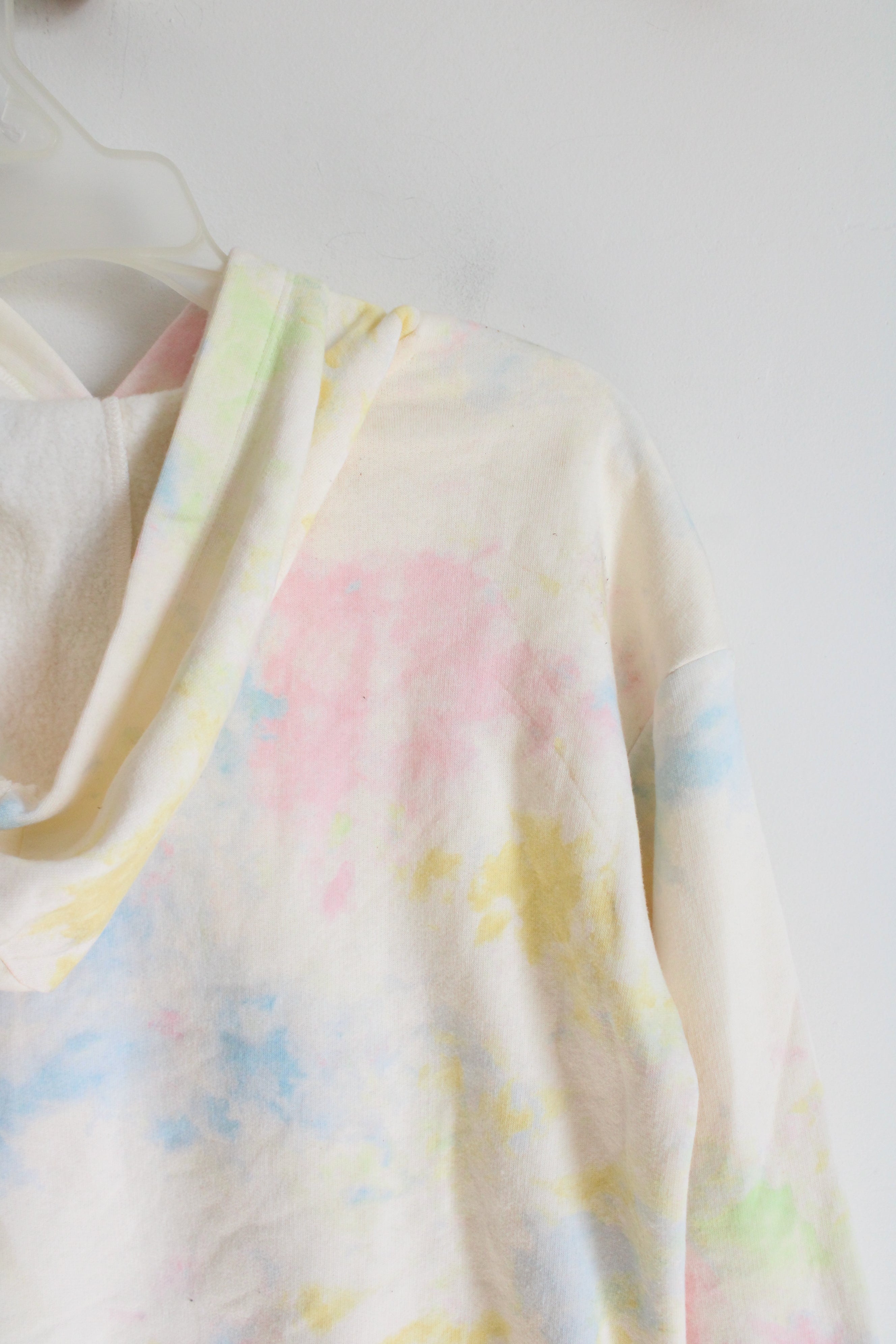 Old Navy Cream Multi-Colored Pastel Tie-Dyed Hoodie | Youth L (10/12)