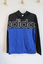 Adidas Charcoal & Blue Fleece Lined Hoodie | Youth XL