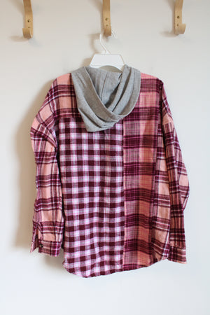 Justice Pink & Gray Two-Toned Flannel Hoodie | Youth XL Plus (18/20)