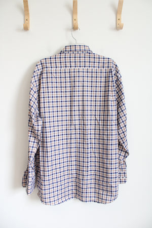 Tommy Hilfiger Regular Fit Blue & Brown Plaid Button Down Shirt | 17.5 (34/35)