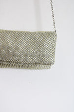 NEW Vintage Neiman Marcus Silver Yellow Rhinestone Zip Crossbody Bag