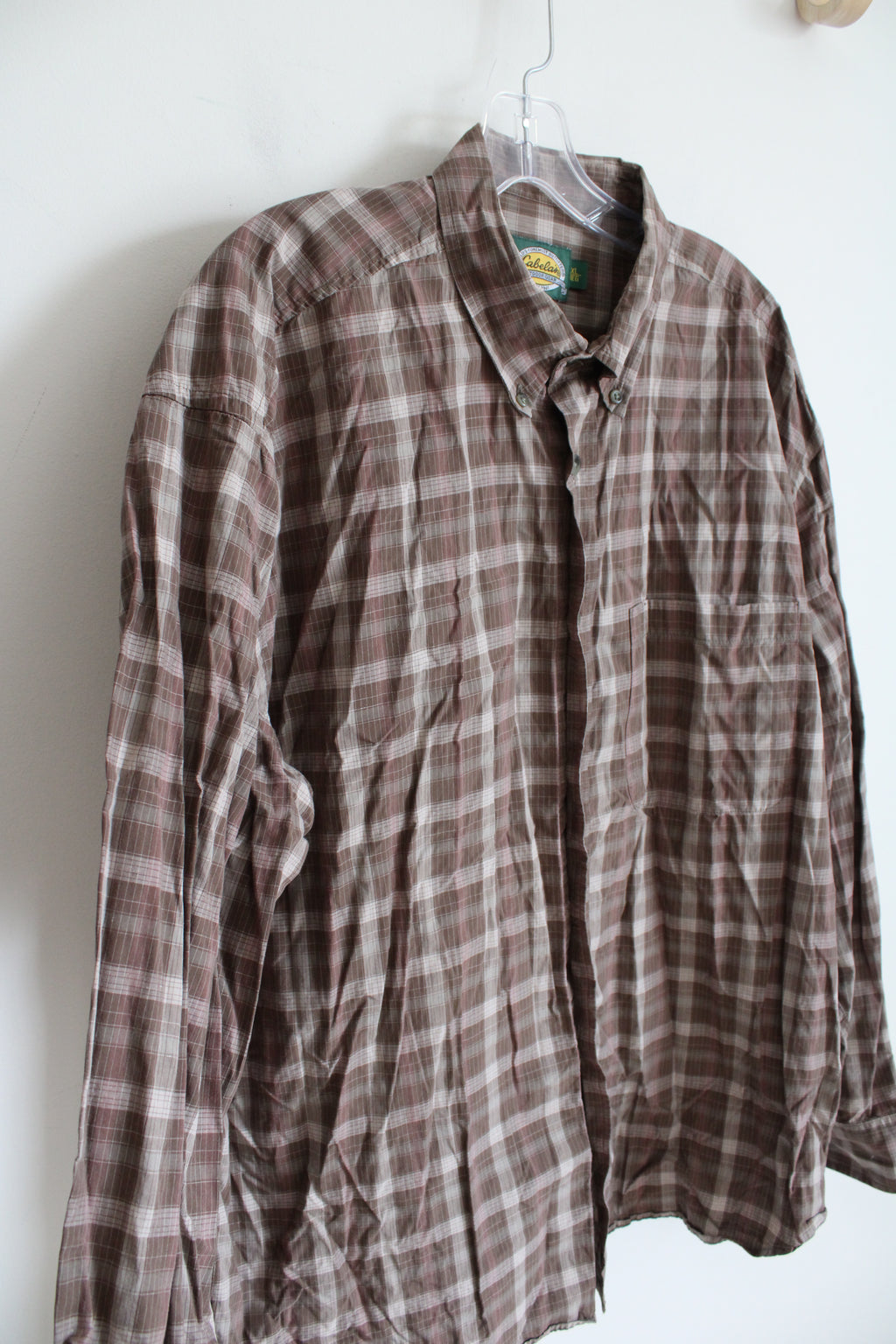 Cabela's Brown Plaid Long Sleeved Button Down Shirt | XL Regular