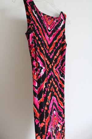 AB Studio Pink & Orange Patterned Black Dress | S