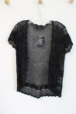 NEW Jones New York Black Crocheted Cardigan | L