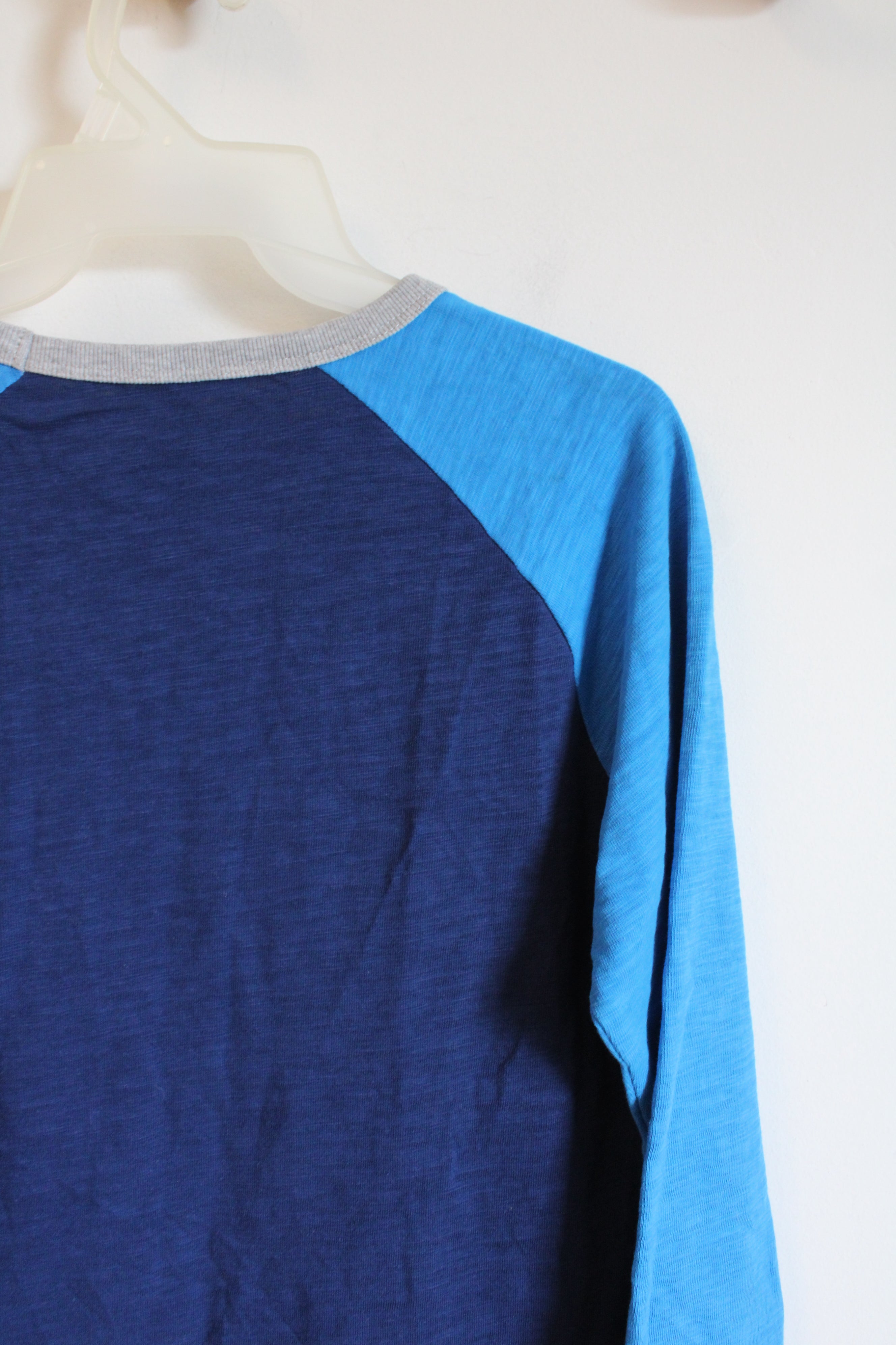 Boden Two-Toned Blue Long Sleeved Cotton Shirt | Youth 13/14