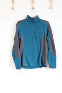 Lands' End Blue Green Fleece Pullover | S