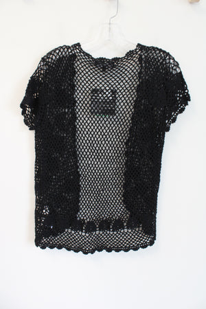 NEW Jones New York Black Crocheted Cardigan | L