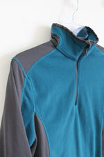 Lands' End Blue Green Fleece Pullover | S