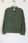 Christopher & Banks Patterned Green Lightweight Jacket | XL