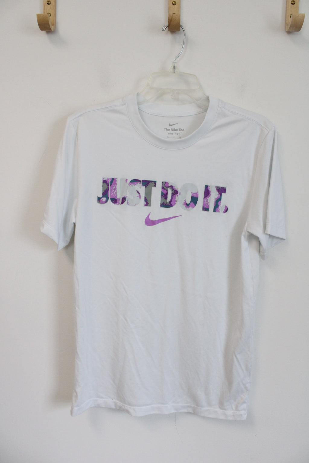 Nike White Purple Pink & Gray Logo Top | S