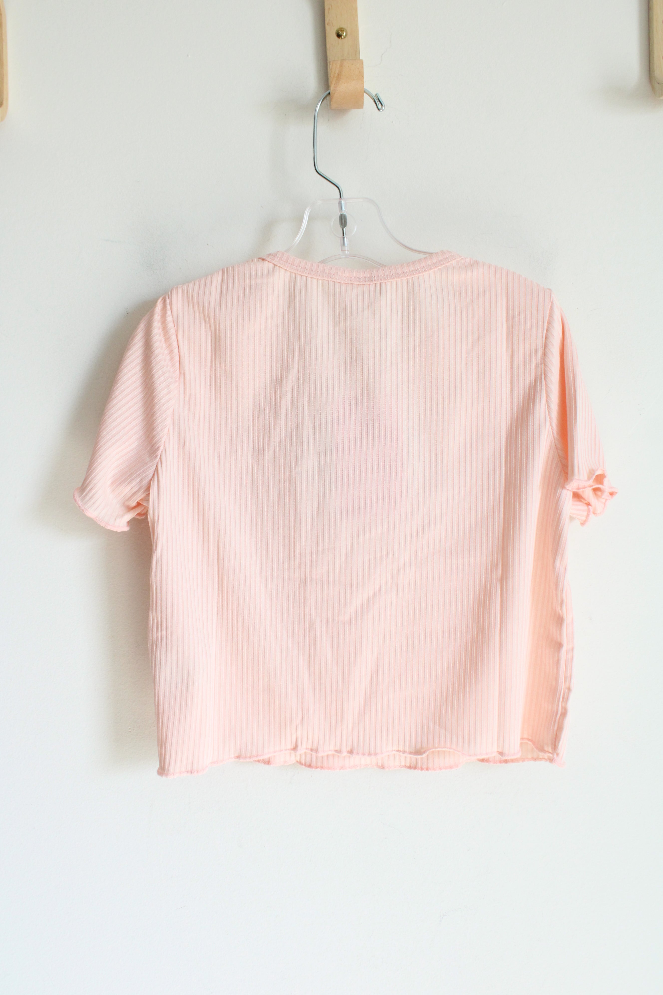 NEW PatPat Light Pink Ribbed Cropped Butterfly Shirt | Youth 7/8