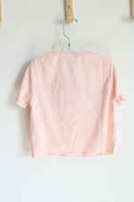 NEW PatPat Light Pink Ribbed Cropped Butterfly Shirt | Youth 7/8