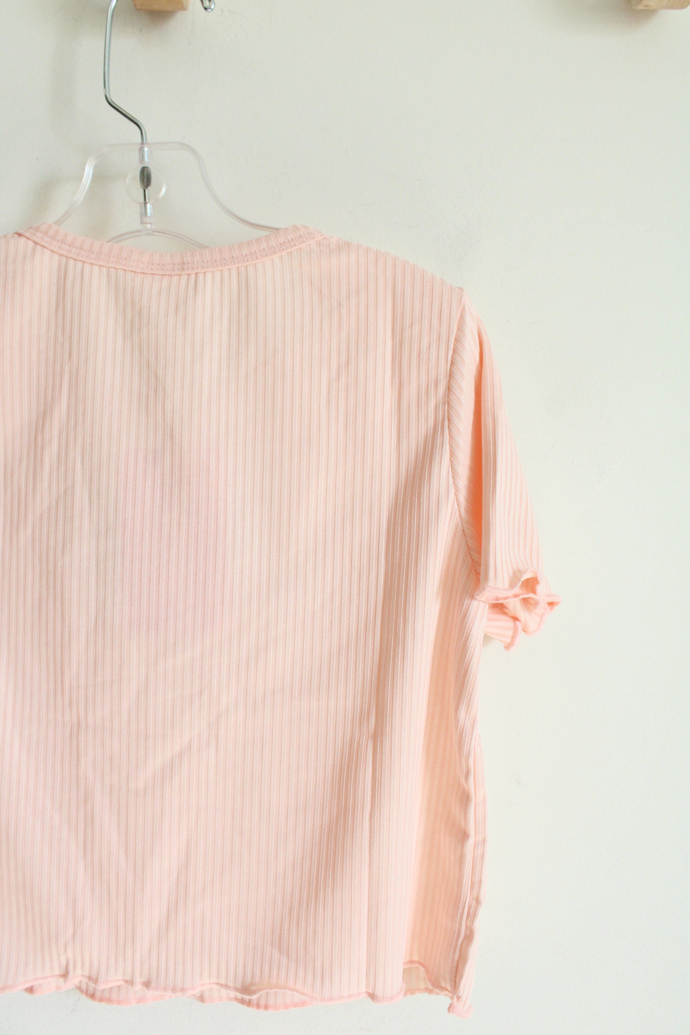 NEW PatPat Light Pink Ribbed Cropped Butterfly Shirt | Youth 7/8