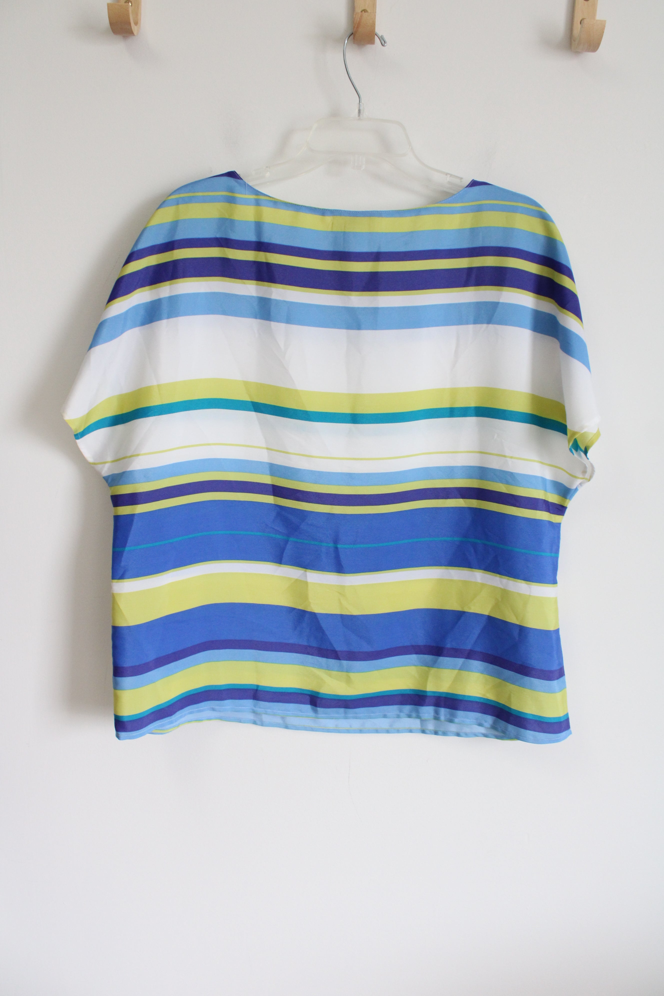 LOFT Blue & Green Striped Top | XL