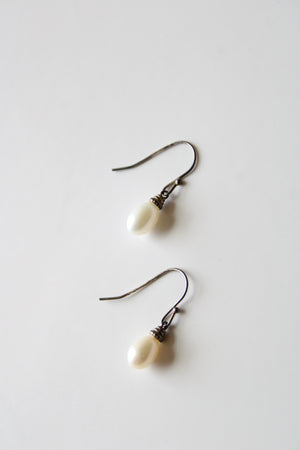 Genuine Pearl Sterling Silver Drop Earrings