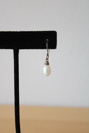 Genuine Pearl Sterling Silver Drop Earrings