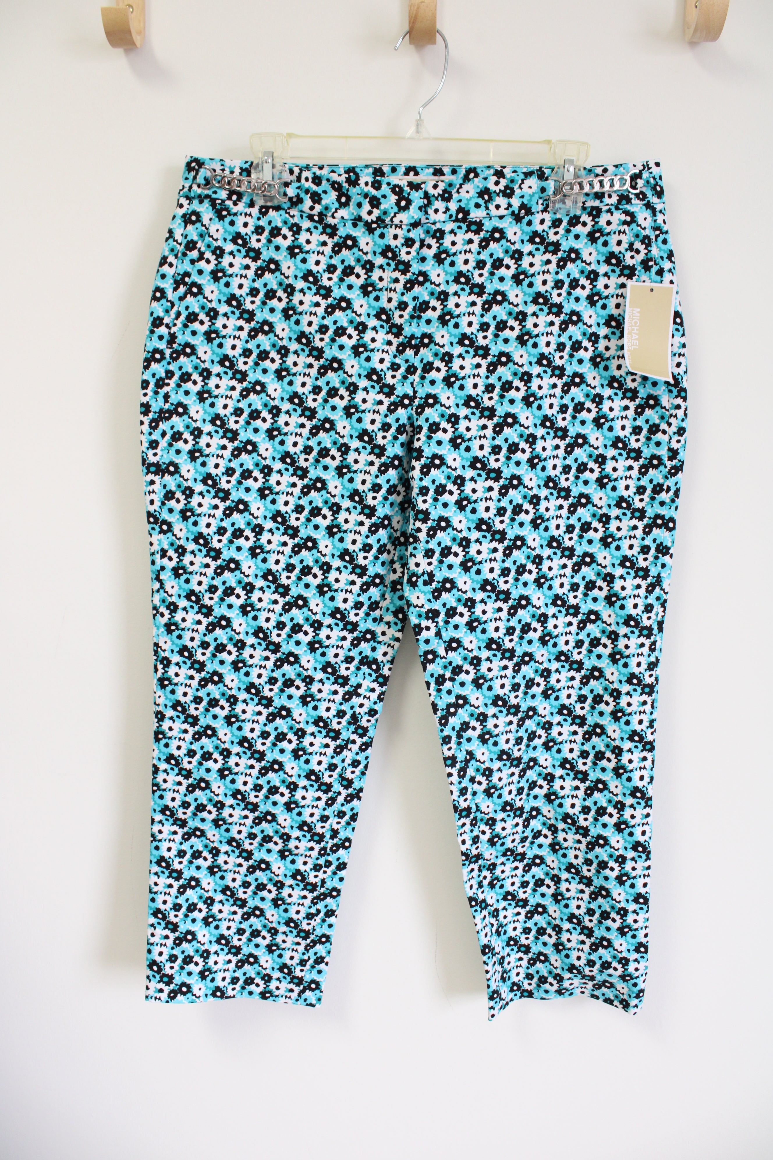 NEW MICHAEL Michael Kors Blue Black Floral Capri | 10 Petite