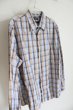 Dockers Blue & Brown Plaid Button Down Cotton Shirt | XL