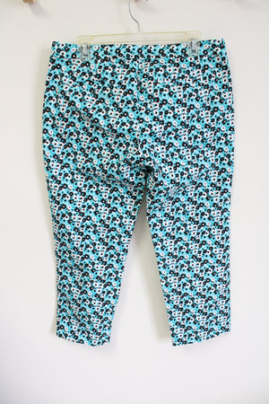 NEW MICHAEL Michael Kors Blue Black Floral Capri | 10 Petite