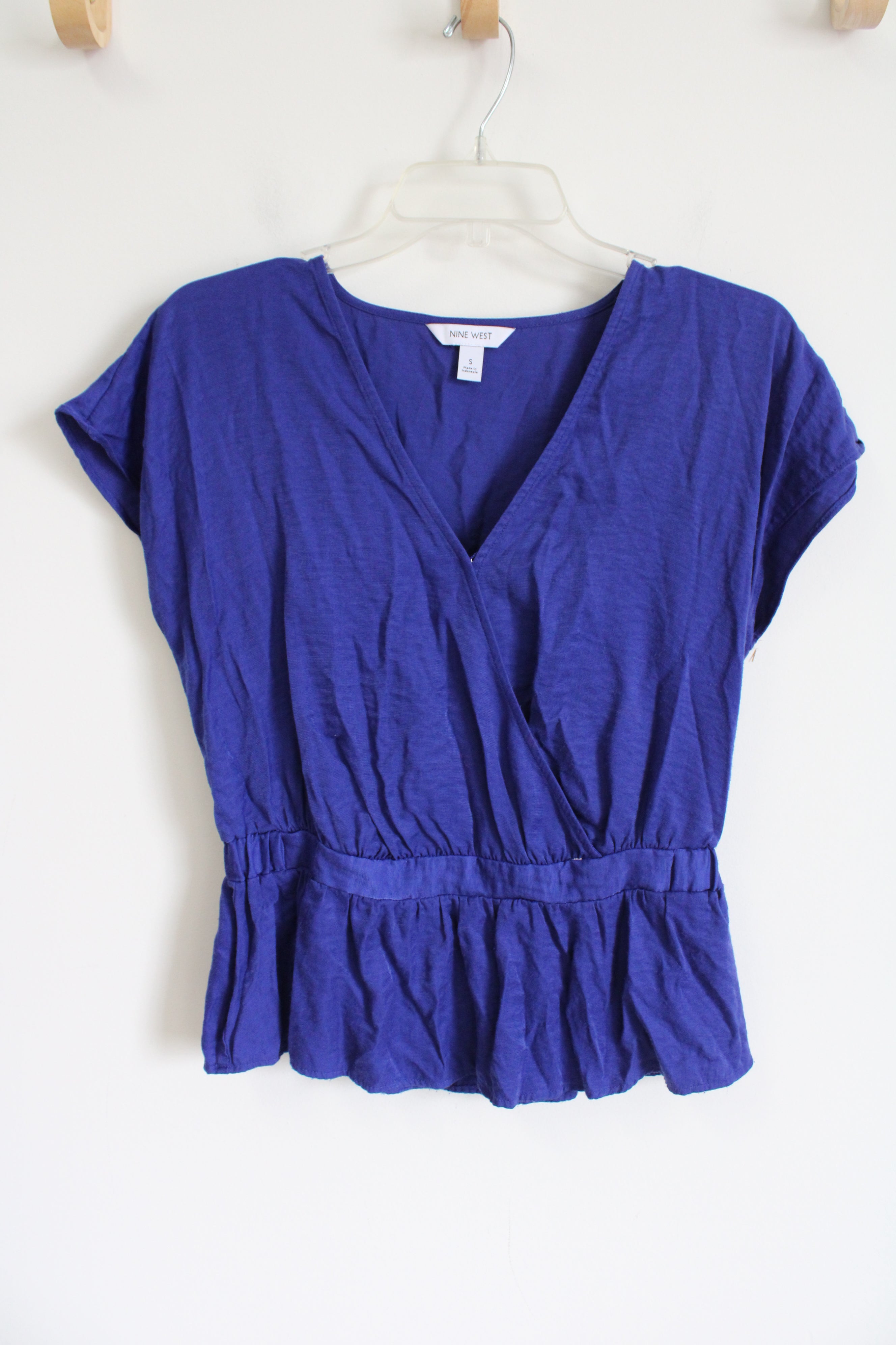 Nine West Blue Wrap Flare Top | S