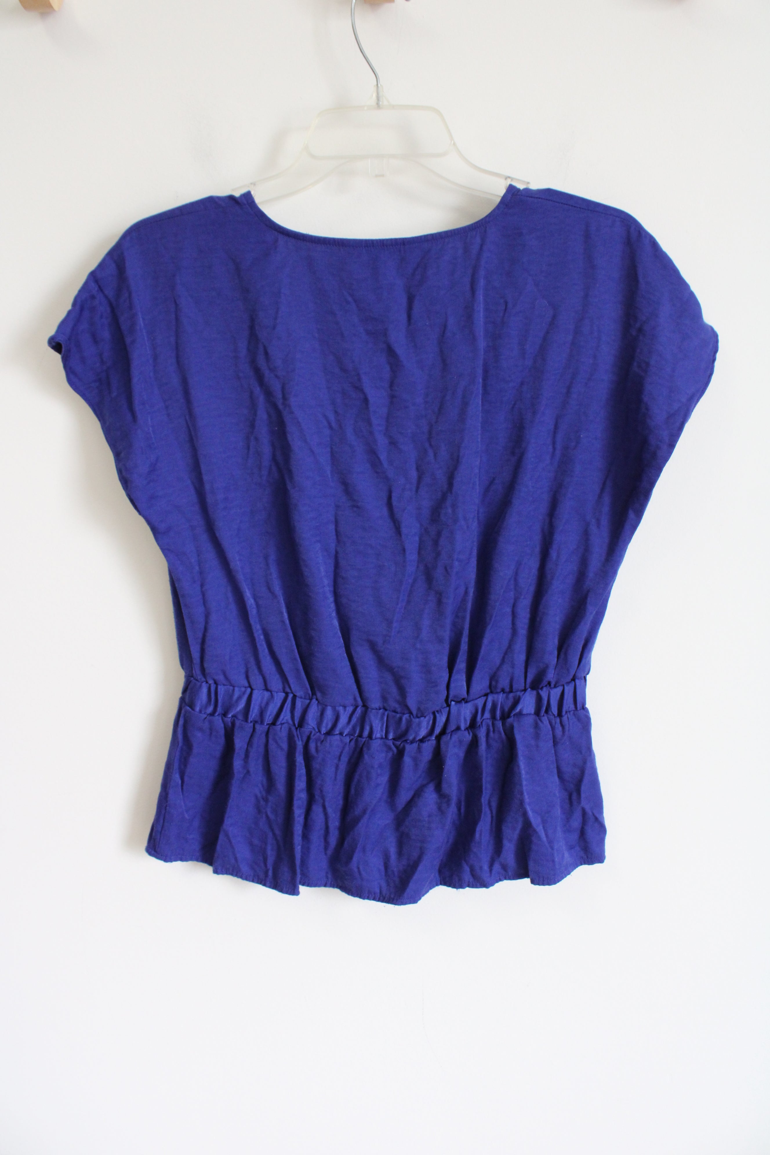 Nine West Blue Wrap Flare Top | S