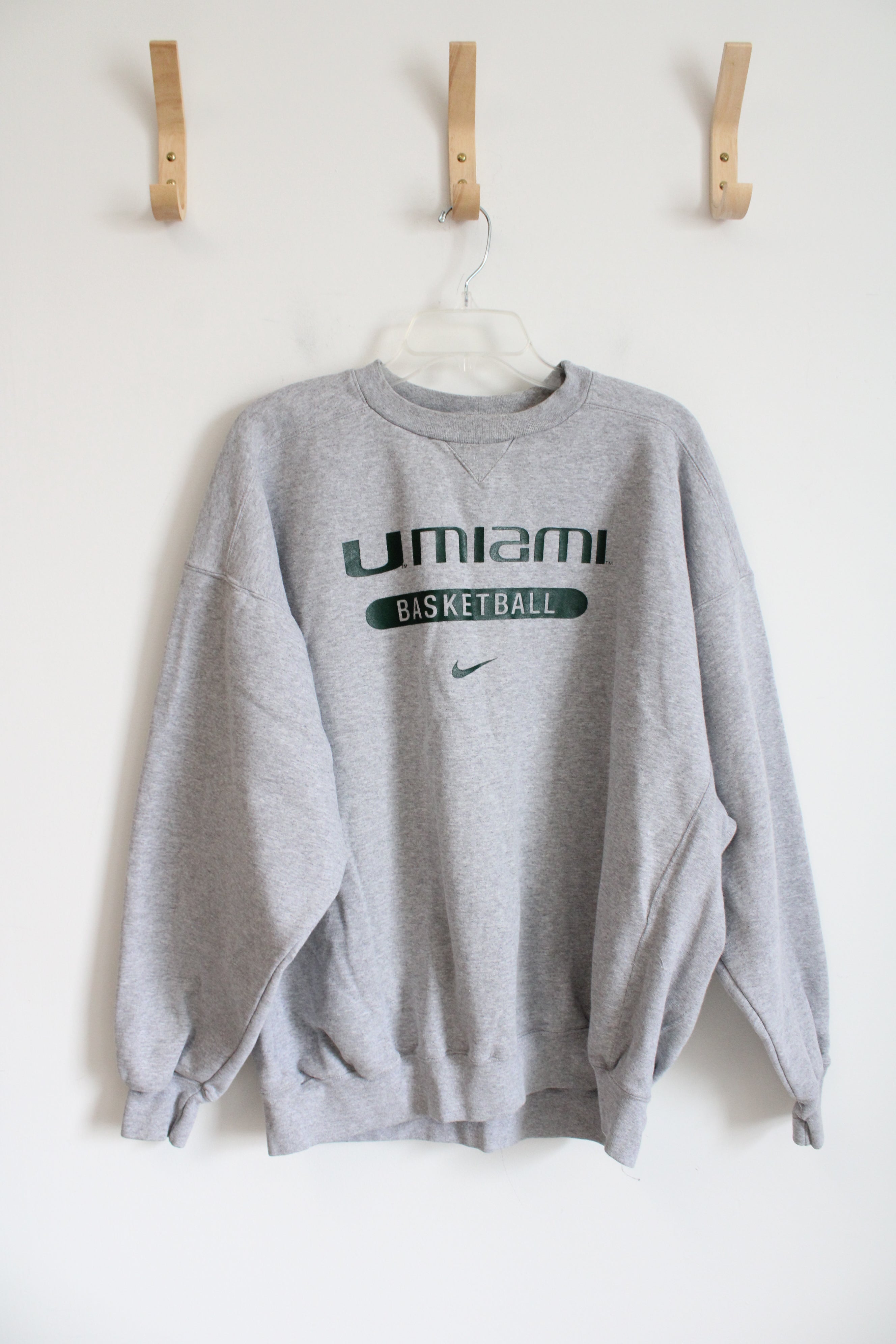 Nike Vintage Miami U Basketball Gray Pullover Sweatshirt | XL