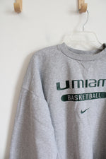 Nike Vintage Miami U Basketball Gray Pullover Sweatshirt | XL