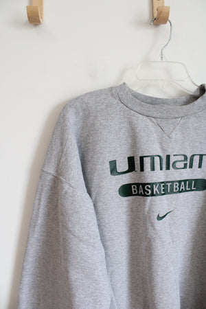 Nike Vintage Miami U Basketball Gray Pullover Sweatshirt | XL