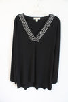 Michael Kors Silver Studded Black Long Sleeved Top | XL