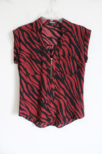 Express Black & Red Patterned Quarter Zip Top | XS