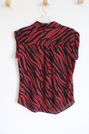 Express Black & Red Patterned Quarter Zip Top | XS