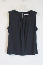 Calvin Klein Gray Pleated Neckline Sleeveless Top | L