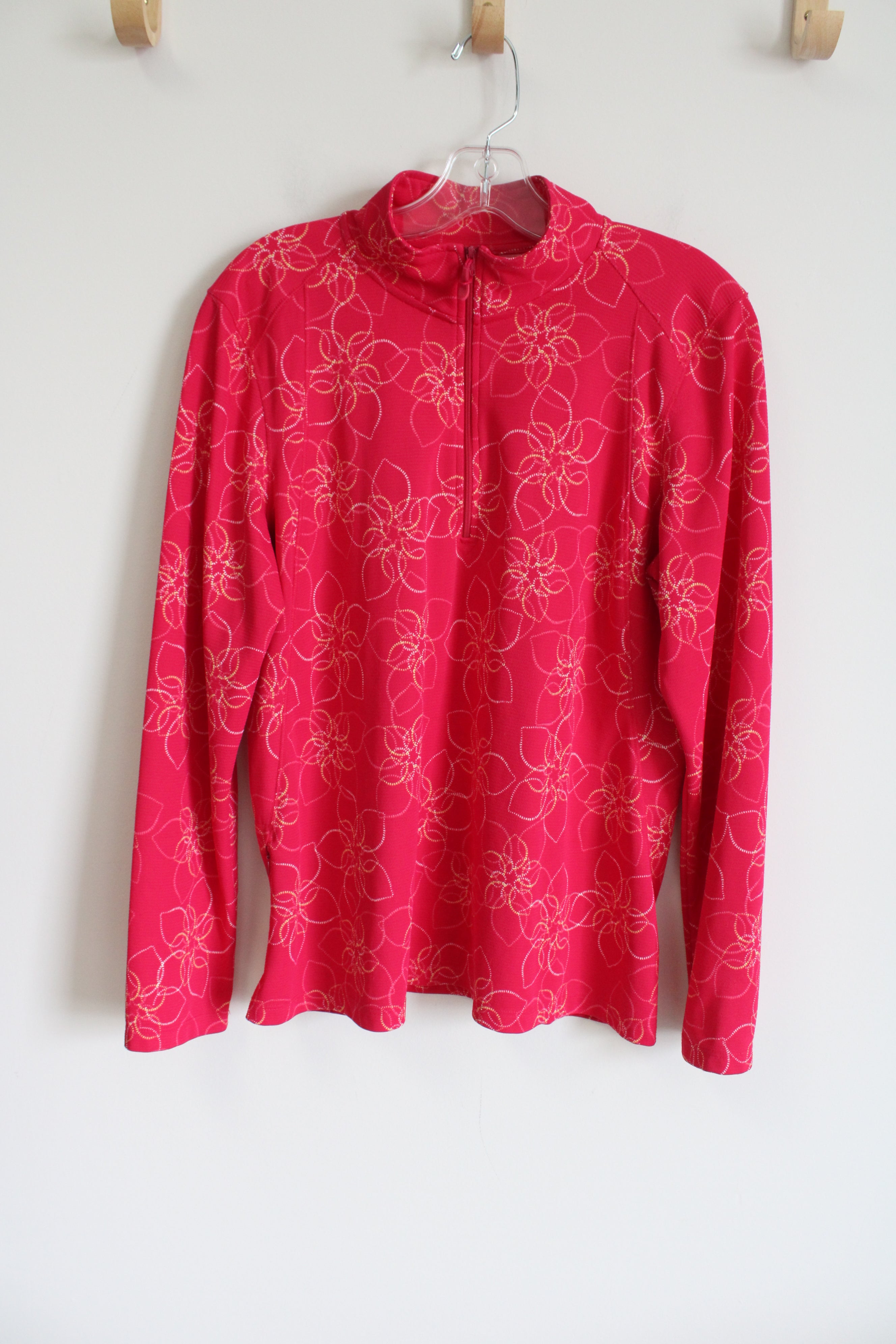 L.L. Bean Pink Floral Quarter Zip Jacket | L