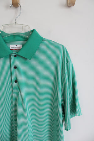 Grand Slam Performance Green & White Striped Polo Shirt | XL