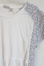 LOGO White Colorful Stitched Sided Dress | XL Petite