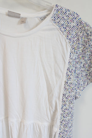 LOGO White Colorful Stitched Sided Dress | XL Petite