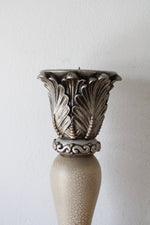 Gray & Brown Engraved Leaf & Swirl Candle Stick