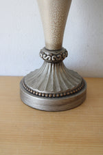 Gray & Brown Engraved Leaf & Swirl Candle Stick