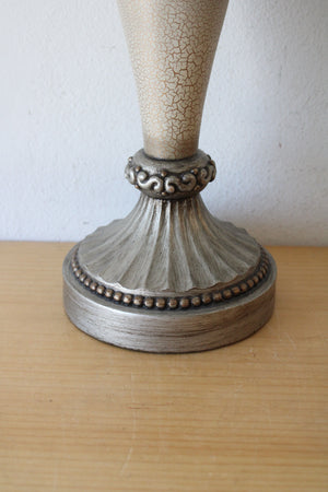 Gray & Brown Engraved Leaf & Swirl Candle Stick