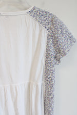 LOGO White Colorful Stitched Sided Dress | XL Petite