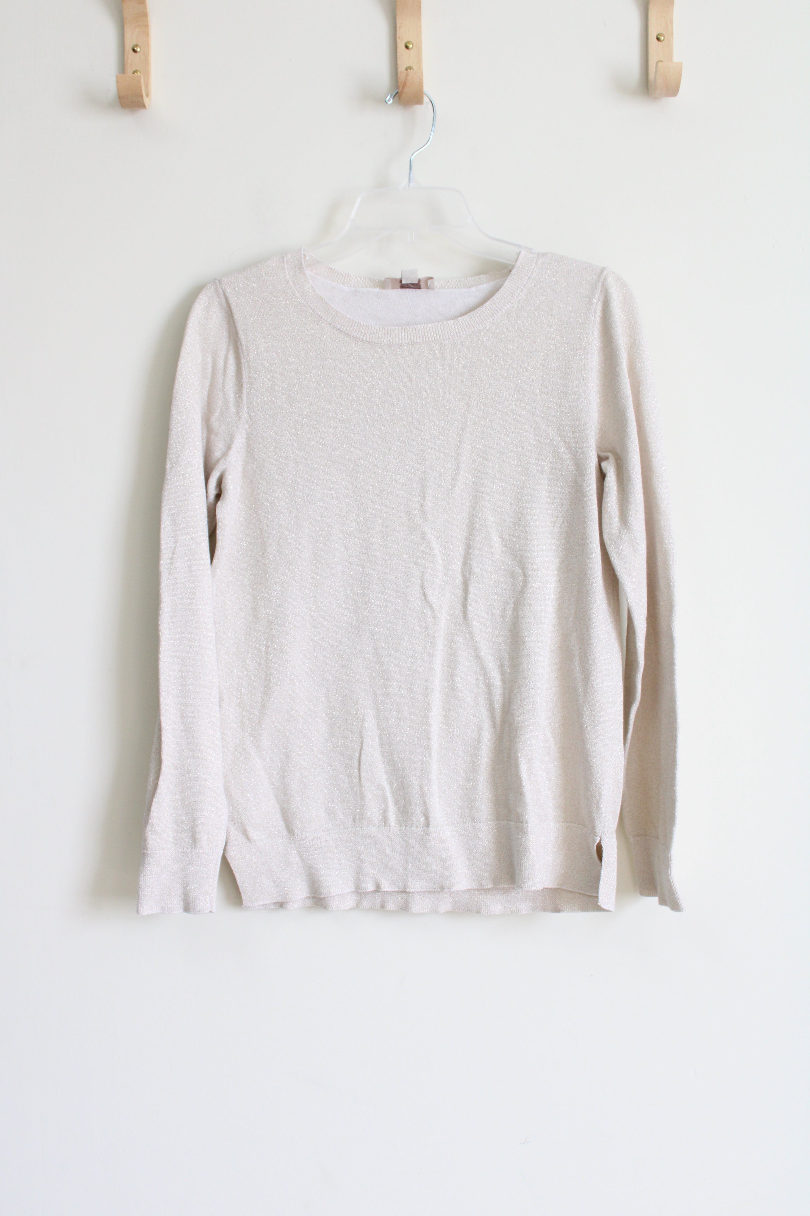 LOFT Gold Shimmer Knit Sweater S Jubilee Thrift