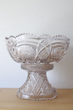 Vintage Pale Lavendar Glass Punch Bowl & Pedestal Stand