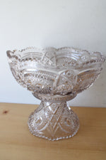 Vintage Pale Lavendar Glass Punch Bowl & Pedestal Stand