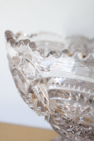 Vintage Pale Lavendar Glass Punch Bowl & Pedestal Stand