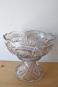 Vintage Pale Lavendar Glass Punch Bowl & Pedestal Stand