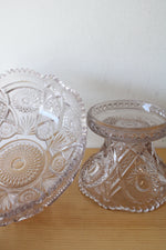 Vintage Pale Lavendar Glass Punch Bowl & Pedestal Stand