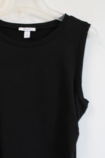 Nine West Black Ruched Side Sleeveless Knit Dress | L