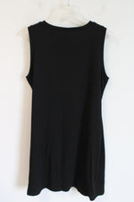 Nine West Black Ruched Side Sleeveless Knit Dress | L