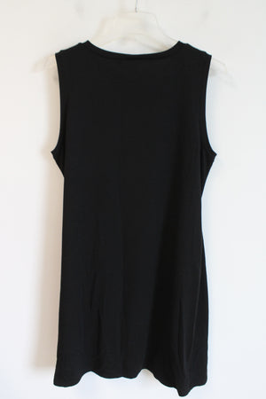 Nine West Black Ruched Side Sleeveless Knit Dress | L
