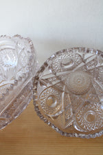 Vintage Pale Lavendar Glass Punch Bowl & Pedestal Stand